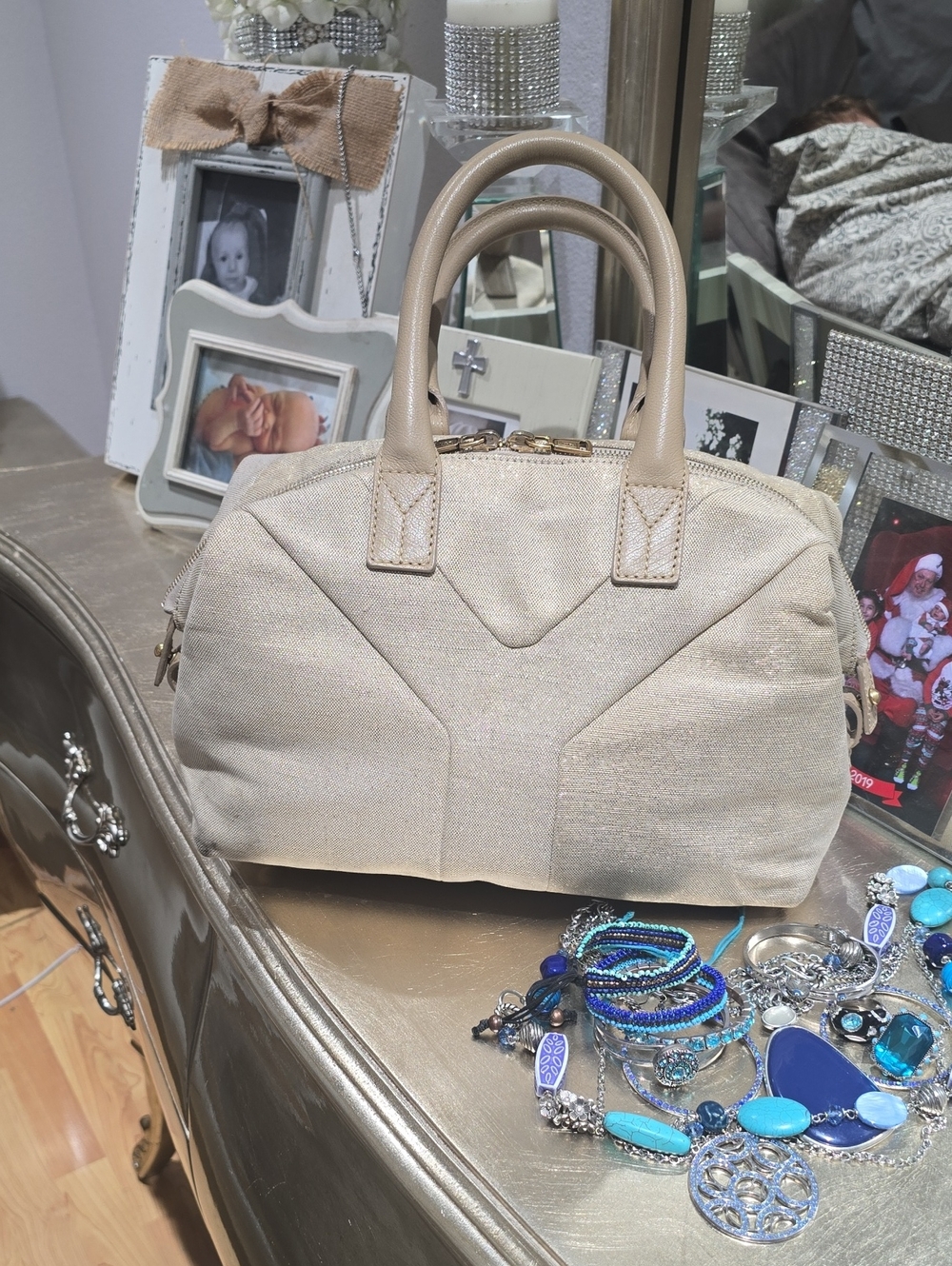 Yves Saint Laurent Cream & Gold  Dome Satchel Amazing Condition